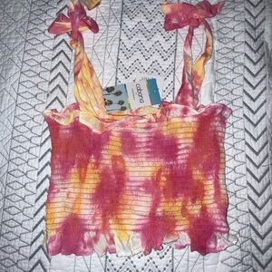 Cabana Pink and Orange Tie-Dye Crop Top